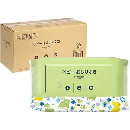 by Amazon ベビー おしりふき 純水 99% 日本製 パラベンフリー 無香料 80シート (x 20個) [ケース品](MamaBear)