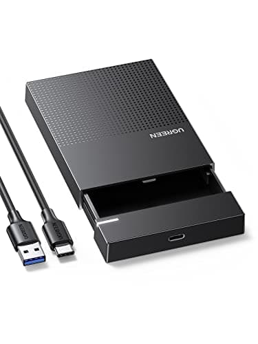UGREEN 2.5インチ HDD ケース HDD/SSD ケース 【USB 3.1 Gen 2規格】 SATA 3.0 Type-C接続 UASP対応 6Gbps高速転送速度 10TB大容量 9.5mm/7mm HDD/SSD対応 2.5インチ ハードディスクケース 工具不要 Mac OS/Windows/Linux等に対応 【USB C-USB A ケーブル付き】
