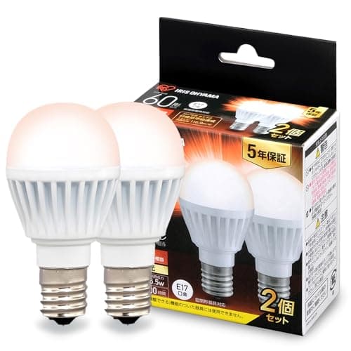 アイリスオーヤマ LED電球 口金直径17mm 広配光 60W形相当 電球色 2個パック 760㏐ 密閉器具対応 LDA7L-G-E17-6T62P