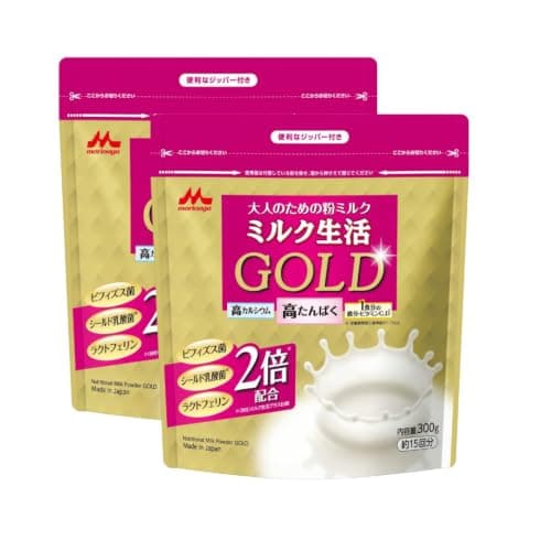 Amazon.co.jp限定 森永乳業 ミルク生活GOLD 大人のための粉ミルク ラクトフェリン ビフィズス菌 介護食 300g×2袋 カレンダー付