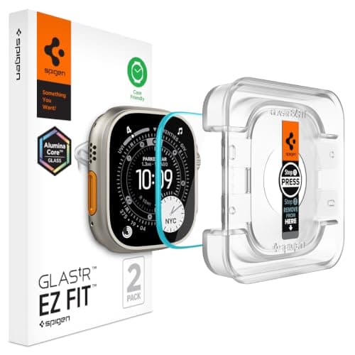 Spigen Apple Watch Ultra 4/3/2/1 49mm ガラスフィルム 2枚入り 9H 強化ガラス EZ Fit