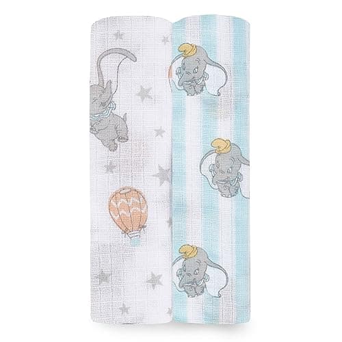 aden + anais essentials(エイデンアンドアネイエッセンシャルズ) おくるみ 2枚セット ディズニー ダンボ 112×112cm モスリンコットン スワドル 新生児 出産祝い SWADAEDESWC20007DIJB