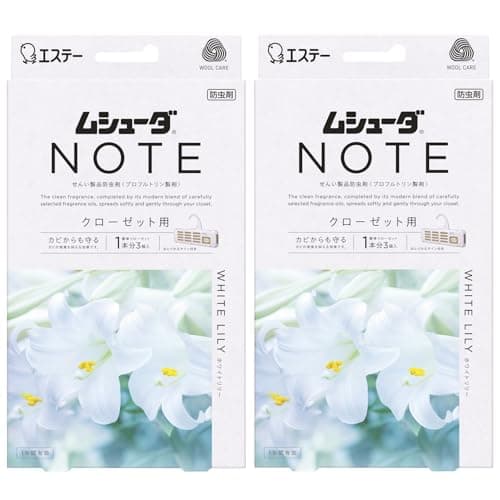 ムシューダ ノート [まとめ買い] 衣類用 防虫剤 香り付き 防カビ剤配合 クローゼット用 ホワイトリリー 3個入×2個 1年間有効 衣類 防虫
