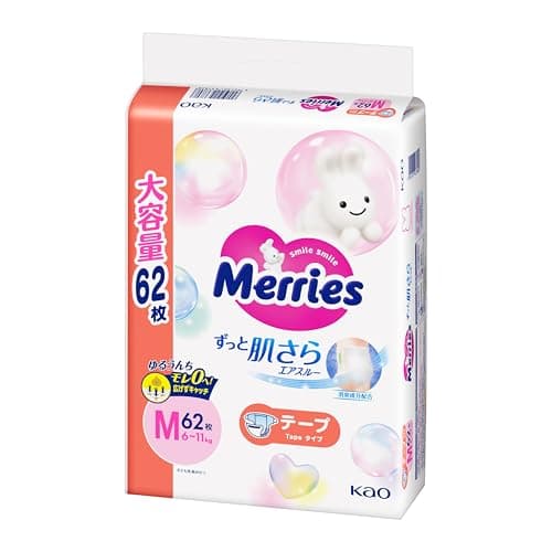 【Amazon.co.jp限定】【テープ Mサイズ】メリーズさらさらエアスルー (6~11kg)62枚