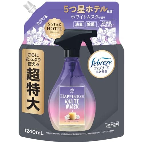 ファブリーズ レノアハピネスミスト 衣類・布製品用消臭スプレー ホワイトムスクの香り 消臭・除菌 5つ星ホテル推奨 詰め替え 1240mL [大容量]