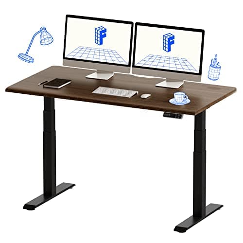 FLEXISPOT スタンディングデスク メーカー5年保証 電動式昇降デスク 高さ調節 パソコンデスク E7セット (フレーム(黒)+天板(ウォールナット), 140×70cm)
