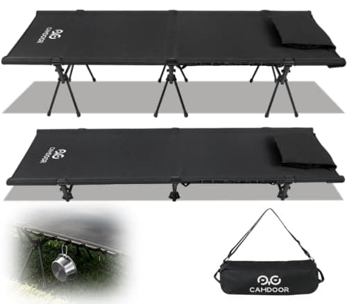 CAMDOOR コット キャンプ 2way【高密度1000Dオックスフォード&枕カバー付き】キャンプ コット ハイ/ロー切替可能 150KG高耐荷重