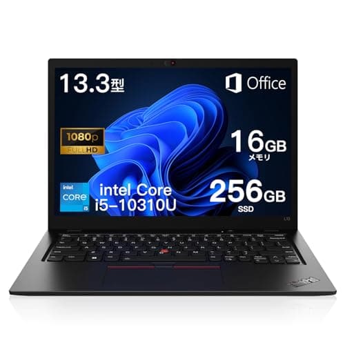 【整備済み品】 レノボノートパソコンThinkPad L13 office搭载 windows11,【爆速メモリ16GB】Core i5第10世代13.3インチ（1920*1080)中古ノートPC，SSD256GB/軽量1.38kg/パソコン/日本語キーボード/WIFI/HDMI/USB3.1
