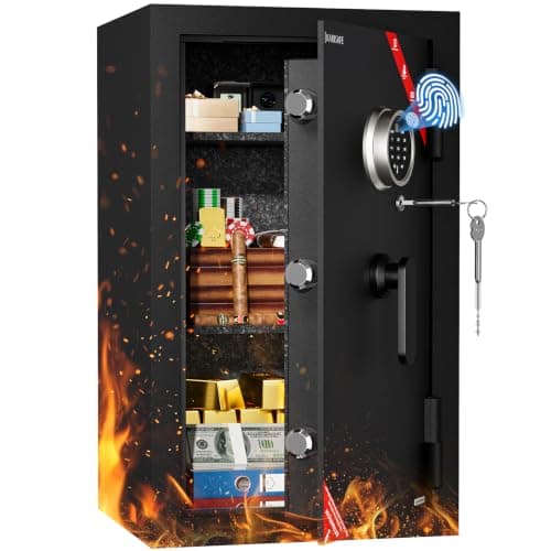 KABISAFE 金庫 UL規格 1時間 耐火 100.0L 0.5秒 指紋認証 生体認証 テンキー式 業務用 家庭用 70KEF