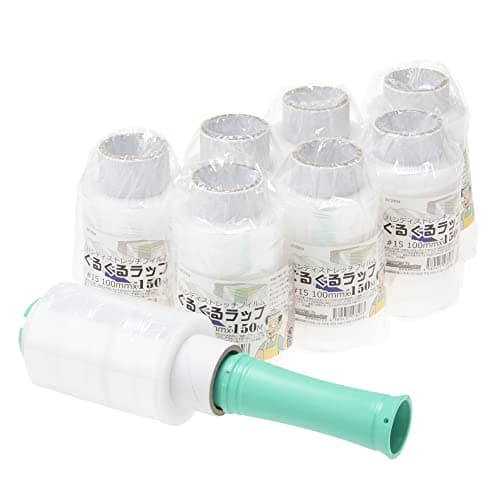 紺屋商事(Konya Corporation) ハンディラップ ストレッチ フィルム ぐるぐるラップ (8本入り本体セット)梱包用ラップ 透明 #15 100mmx150m