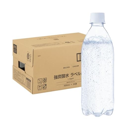 by Amazon 炭酸水 ラベルレス 500ml ×24本 強炭酸水 ペットボトル 500ミリリットル (Smart Basic)