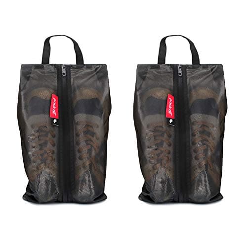 pack all シューズケース シューズバッグ 靴入れ 上履き入れ 撥水加工 2枚セット（ブラック）