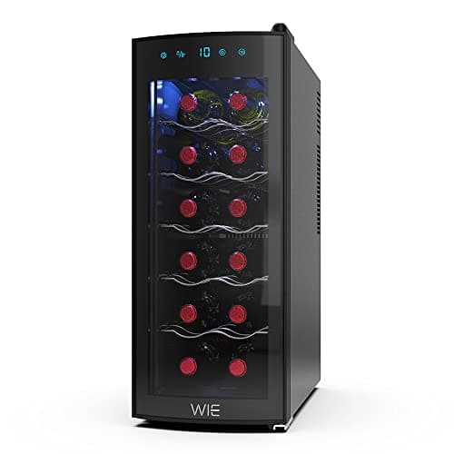 WIE ワインセラー 12本収納 省エネ エコ 振動抑制 恒温保湿 安定性能 【PSE安全認証+2層紫外線UVカット強化グラス】 コンパクトモデル 日本チップ ワインクーラー 缶ビール 日本酒保存 温度設定 家庭業務用