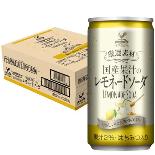 神戸居留地 厳選素材 国産果汁のレモネード ソーダ 缶 185ml×20本 飲み切りサイズ [ 国産レモン はちみつ スカッシュ ]