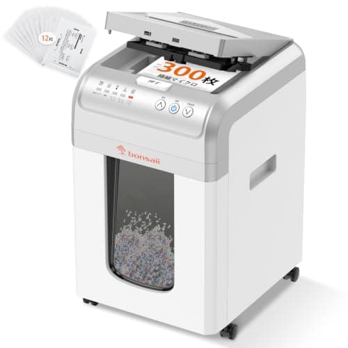 bonsaii オートフィードシュレッダー 2x10mm極細 300枚自動細断 31L 静音 60分連続運転 12枚オイルシート付 C283-C