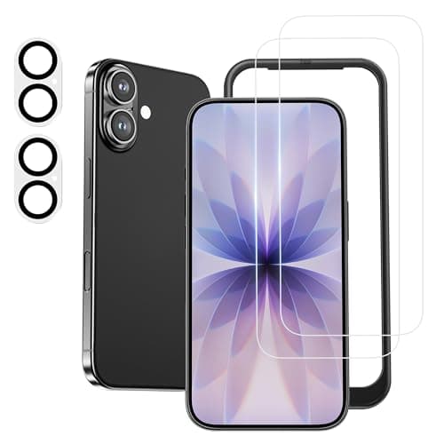 NIMASO ガラスフィルム (2枚) + カメラフィルム (2枚) iPhone17 用 強化ガラス 保護フィルム ガイド枠付き カメラ保護
