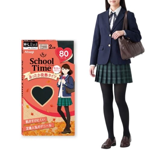 [アツギ] [School Time (スクールタイム)]80デニール <2枚組＞ ガールズ通学タイツ 上品な透け感 毛玉ができにくい
