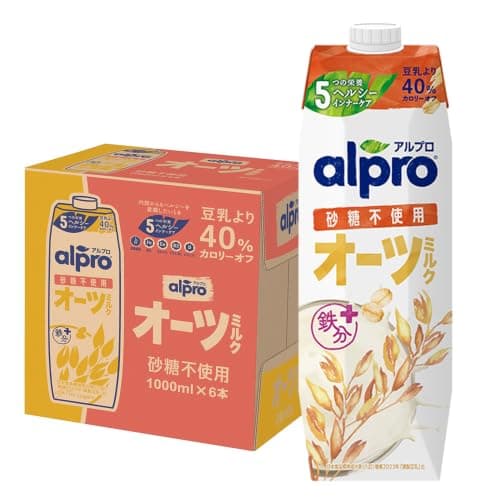 ダノンジャパン アルプロ オーツミルク 砂糖不使用 1000ml×6本 たっぷり食物繊維