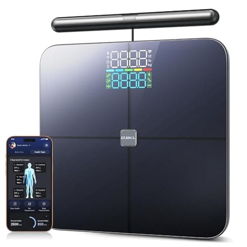 DYKL AI×8電極 体重計 体組成計 スマホ連動 データ自動転送【体脂肪率/BMI/心拍数/筋肉量/基礎代謝量/水分量/体脂肪量/骨量/内臓脂肪/タンパク質/骨格筋量/皮下脂肪/3Dモデル】など56項目測定可能 カラダスキャン 自動ON/OFF ルスメーター Bluetooth ヘルスメーター 高精度 強化ガラス iOS/Android対応 日本語対応APP＆日本語説明書付き