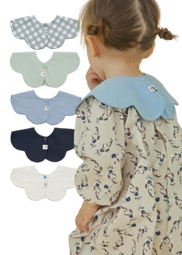 [Konny] コニーベビースタイ セット Baby Bib 360°ローリング よだれかけ 吸収性・速乾性 シンプル 女の子 男の子 ベビーコーデ 出産祝い おしゃれ プレゼント 5枚-1(Mint, Navy, Blue Dot, Blue, Sage Gingham)