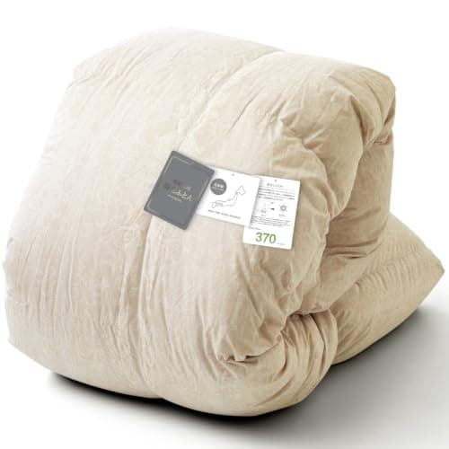 昭和西川 羽毛布団 日本製 ドイツ産ホワイトダック90％ 1.4kg 羽毛たっぷり ダウンパワー370 抗菌防臭 ヨーロッパ羽毛発祥の地ドイツ産ダウン使用 掛け布団 冬 立体キルト セミダブル セミダブルロング ベージュ 3011100143440