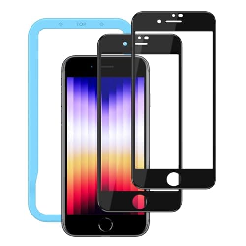 NIMASO ガラスフィルム iPhone SE3/SE2/8/7用 強化ガラス 黒縁あり 全面保護フィルム 指紋防止 ガイド枠付き 2枚セット