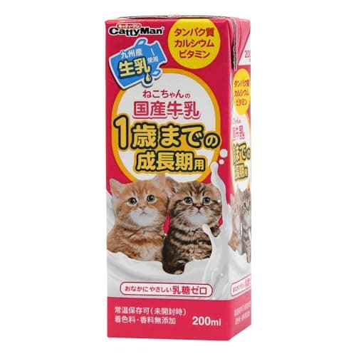キャティーマン (CattyMan) ねこちゃんの国産牛乳 1歳までの成長期用 200ml×24個入り 【ケース販売】