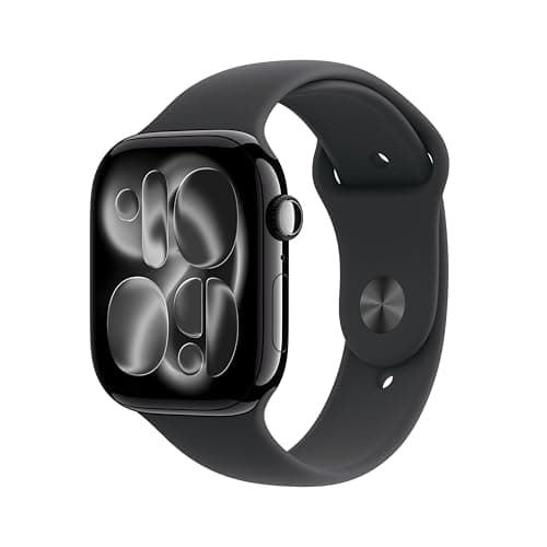 Apple Watch Series 11(GPSモデル)- 46mmジェットブラックアルミニウムケースとブラックスポーツバンド - M/L、睡眠時無呼吸、高血圧パターン、血中酸素、心電図、排卵推定、心拍数、服薬、マインドフルネス、ノイズ、睡眠スコア、転倒検出、IPX6X防塵、泳げる耐水、Suica対応、高速充電対応