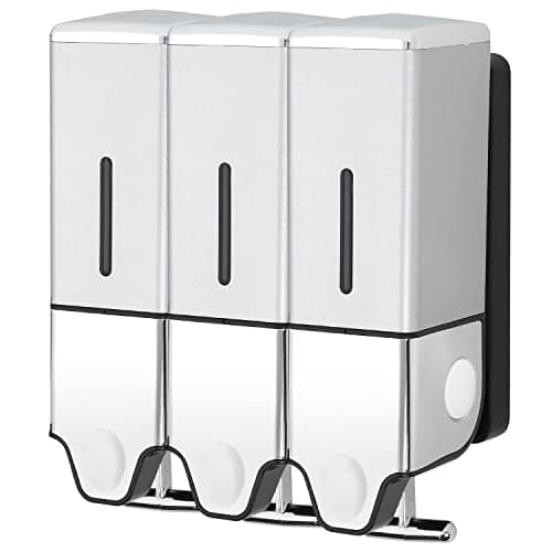 【累計10万本出荷】PREMM シャンプーディスペンサー マグネット シャンプーボトル 壁掛け (シルバー, トリプル 550ml x 3)