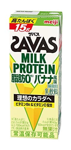 【ケース販売】明治 ザバス(SAVAS) ミルクプロテイン 脂肪ゼロ バナナ風味 200ml×24本 高たんぱく ビタミン配合 国内自社工場製造