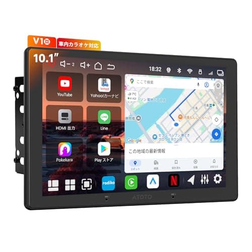 V10 10.1インチQLEDディスプレイオーディオ2DIN、Androidカーナビ 8コア 6GB＋128GB、4G LTE・Wi-Fi対応