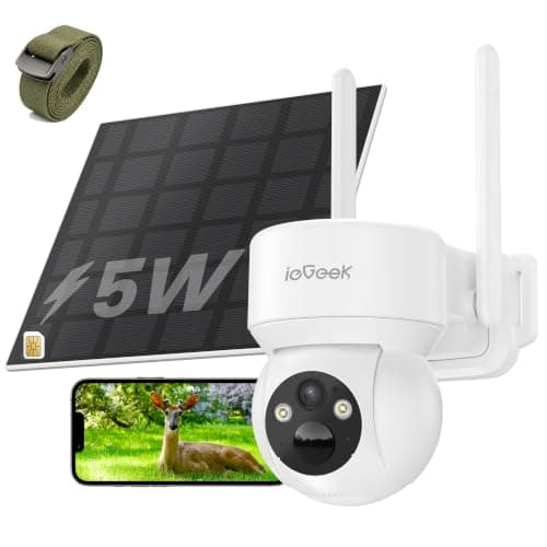 【電源/wifi不要・SIMカード付属・固定ベルト付きで穴あけ不要】ieGeek 4G LTE通信 防犯カメラ 屋外 ソーラー wifiなし SIMカメラ 監視カメラ 無線 5W高効率ソーラー充電 工事不要 15000mAHバッテリー 電池式 300万画素 PTZ機能 360°見守り PIR温度センサー 動体/人体検知 夜間カラー撮影 畑/菜園/農作物被害/不法投棄 防犯対策 Uboxアプリ対応
