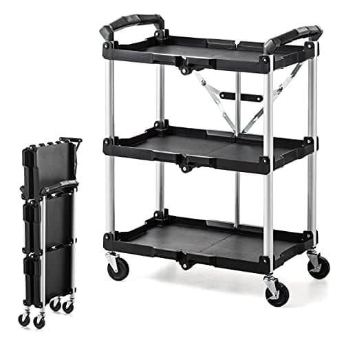 サンワダイレクト ツールワゴン キャスター付き 3段 折りたたみ 総耐荷重60kg 軽量 1個 100-CART008