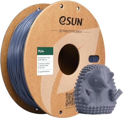 eSUN PLA+ 3Dプリンターフィラメント 寸法精度+/-0.03mm、1.75mm径 3Dプリンター用 正味量1KG (2.2LBS) スプール造形材料PLA材料 (グレー)