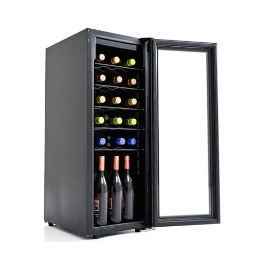 [山善] ワインセラー 24本収納 60L 【夏も冷えるコンプレッサー式】 5〜20℃温度調節(摂氏/華氏切替) チャイルドロック 5段棚 LEDライト 家庭用ワインセラー 黒 YFWC-60L(B)