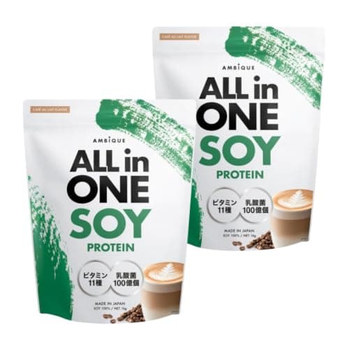 アンビーク オールインワン ソイプロテイン カフェオレ風味1kg×2個 乳酸菌100億個 ビタミン11種配合 大豆 置き換えダイエットシェイク