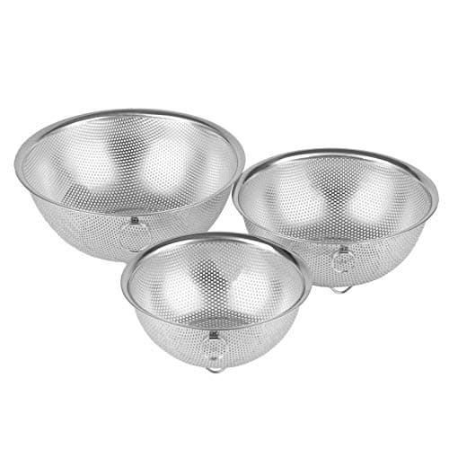 パール金属 パンチング ボール ざる 3個セット 15cm / 18cm / 21cm 足付 ステンレス製 AZ-5566 シルバー