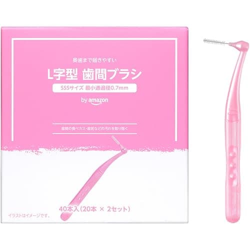 by Amazon L字型歯間ブラシ SSSサイズ 最小通過径0.7mm 40本入(20本×2セット)