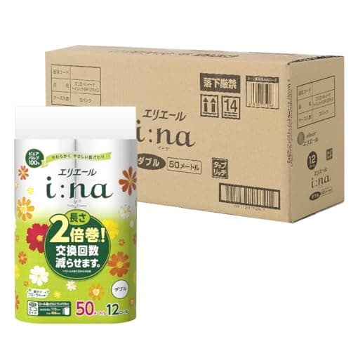 エリエール トイレットペーパー i:na(イーナ) 2倍巻き 50m×36ロール(12ロール×3パック) ダブル パルプ100% 華やぐフローラルの香り 【EC限定 正規段ケース】 【ハーフケース】 【Amazon.co.jp限定】