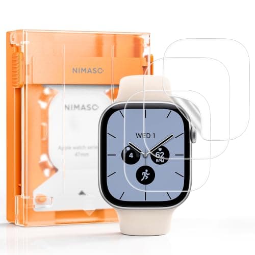 【3枚組】 NIMASO フィルム ガイド枠付き Apple Watch series 12（2026）46mm用 自動除塵 高透過率 気泡レス