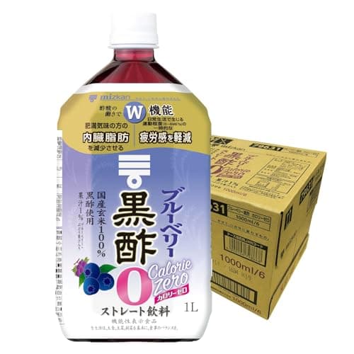 ミツカン ブルーベリー黒酢 カロリーゼロ ストレート 1000ml ×6本 [ 機能性表示食品 黒酢ドリンク りんご酢 飲むお酢 ]