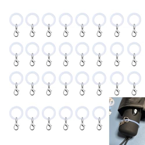 めじるしアクセサリー アンブレラマーカー 傘 目印 紛失防止 シリコンリング アクセサリー材料 カニカン付き (透明 30個セット)