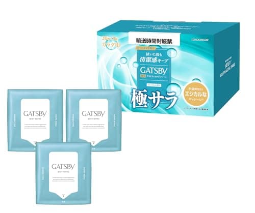 【Amazon.co.jp限定】 GATSBY(ギャツビー) 【医薬部外品】 さらさらデオドラント ボディペーパー フレッシュシャボン [ 爽快 ] [ 制汗 デオドラント ] メンズ ボディシート セット 外装袋レス仕様 30枚×3個