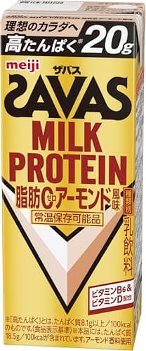 SAVAS(ザバス) MILK PROTEIN 脂肪0 アーモンド風味 200ml×24本 たんぱく20g 明治 ミルク