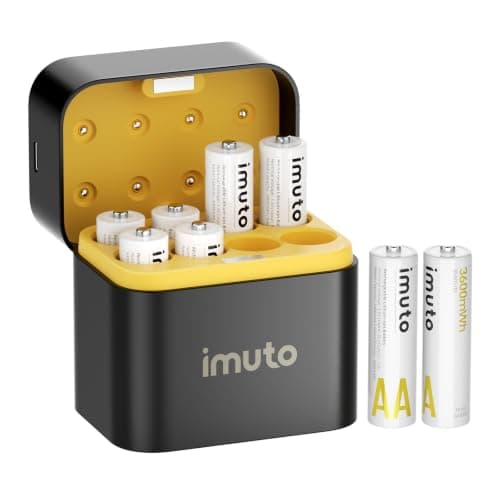 imuto 充電池 1.5v 3600mWh*8 単三リチウムオン 2500回循環使用可能 自己放電抑制 PSE認証 充電式電池・充電器パック