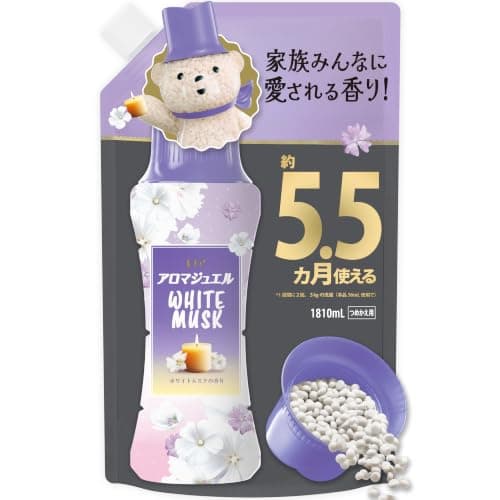レノア アロマジュエル HOTEL お洗濯の香り付けビーズ ホワイトムスクの香り 詰め替え 1810mL [大容量] 柔軟剤を一緒に使って効果長続き