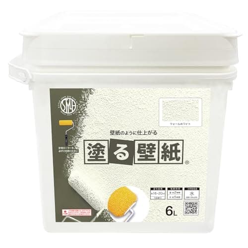 ニッペ(Nippe) ペンキ 塗料 STYLE 塗る壁紙 6L ウォールホワイト 水性 低臭 防カビ室内壁 保存可能 砂骨ローラー塗装 日本製 4976124875724
