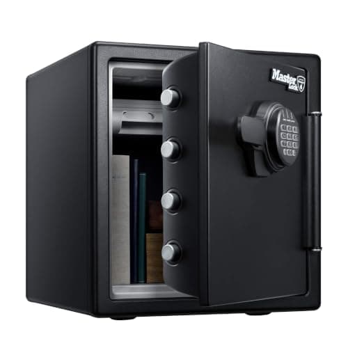 【オンライン限定】 Master Lock (マスターロック) 金庫 家庭用 UL規格 1時間 耐火 耐水 33.6L A4 テンキー トレイ ブラック LFW123FTC
