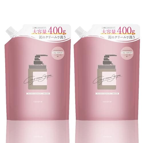 cocone クレイクリームシャンプー クレイ 活性炭 補修 保湿 詰替 ハーブローズ 400ml×2袋 hugkumi+