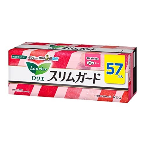 ロリエ 【まとめ買い】 スリムガード 長時間しっかり昼用羽つき 25cm 57個入 【Amazon.co.jp限定】